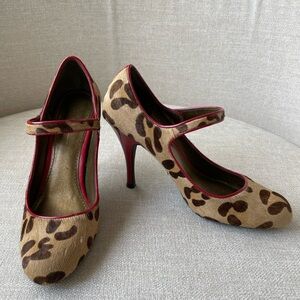 Barely Used Leopard Print Mary Jane Pump Heels